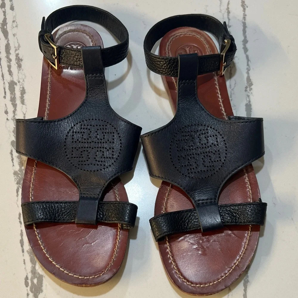 Tory Burch Black Leather Sandals size 7.5M